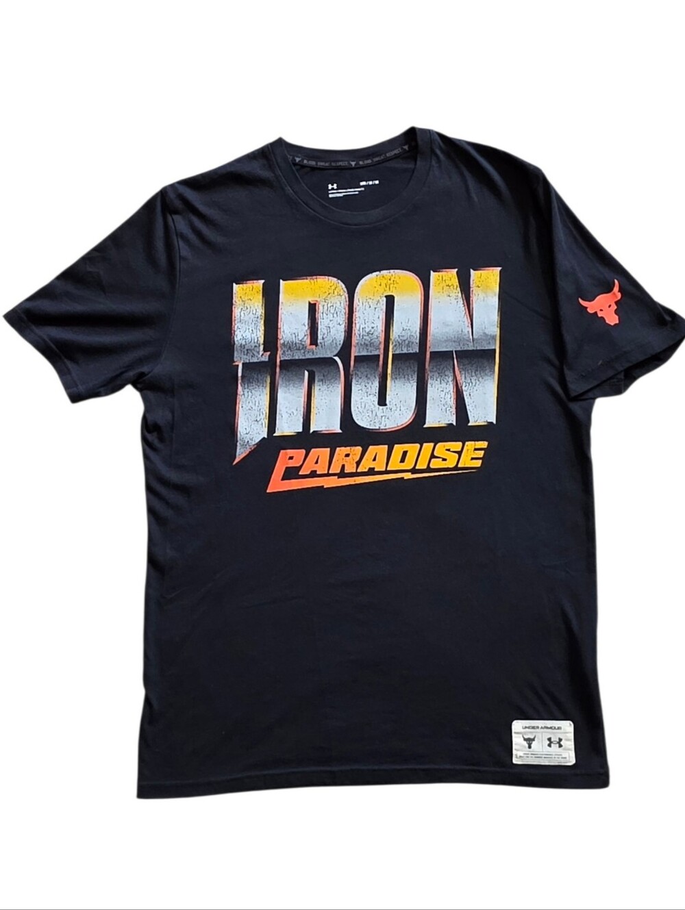 Under Armour Project Rock Medium Black Iron Paradise Tee Shirt Dwayne Johnson